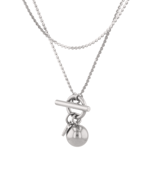 LAVANA Serpentine Silver Lariat Chain Necklace