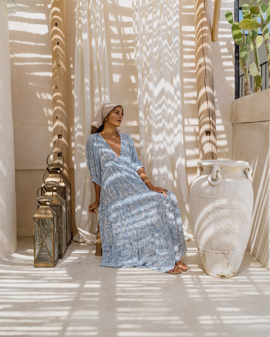 Heychic Skyra Boho Midi Dress (Blue)