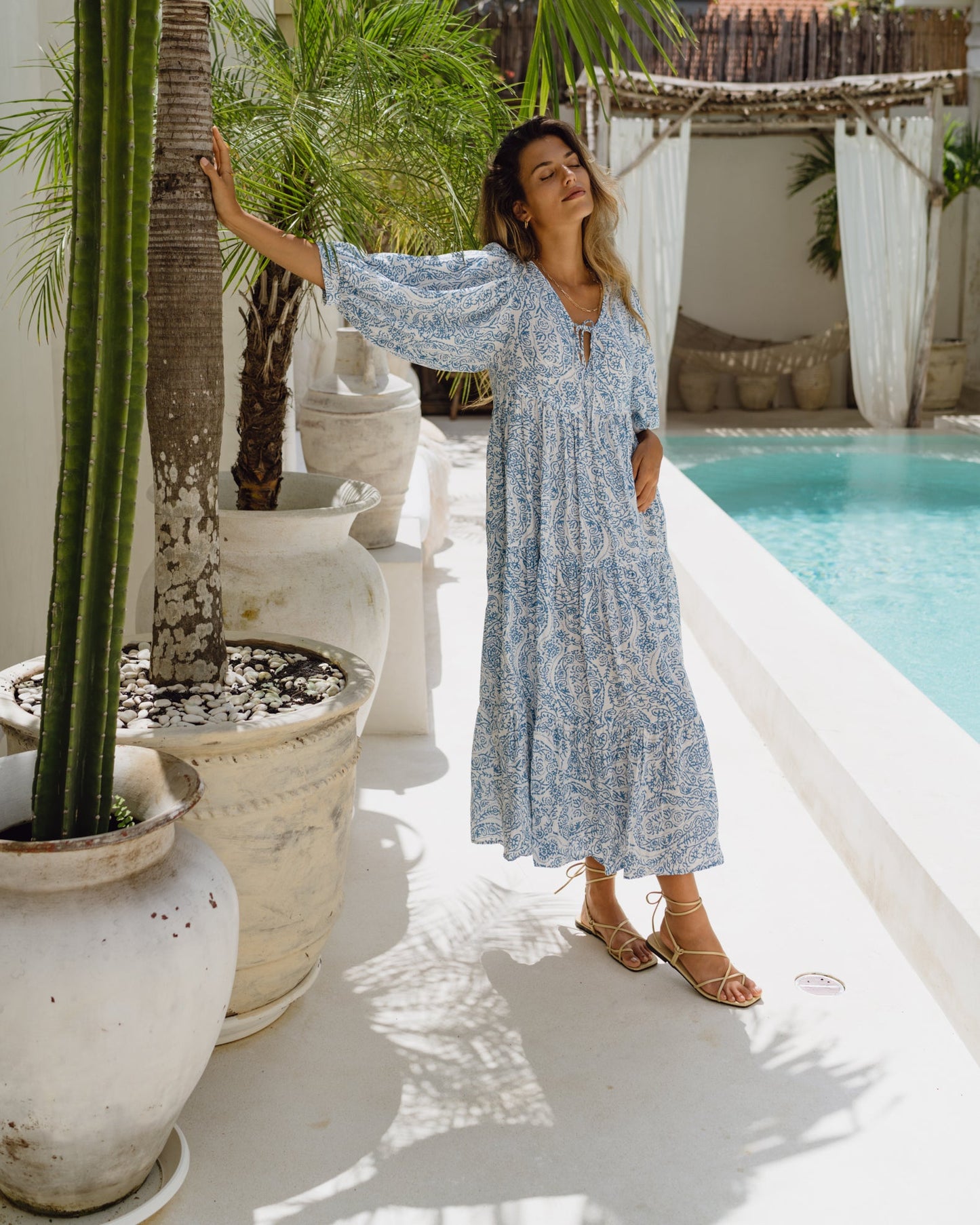 Heychic Skyra Boho Midi Dress (Blue)