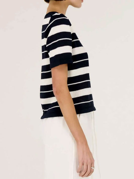 STAPLE THE LABEL REY KNIT TEE (Navy White)