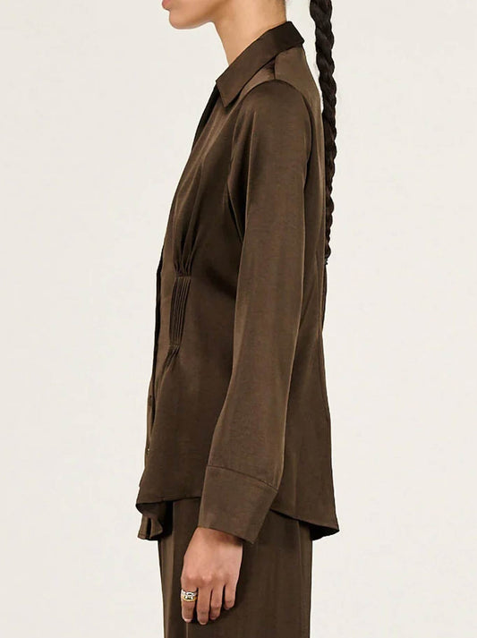 STAPLE THE LABEL SOLACE SATIN SHIRT (Chocolate)