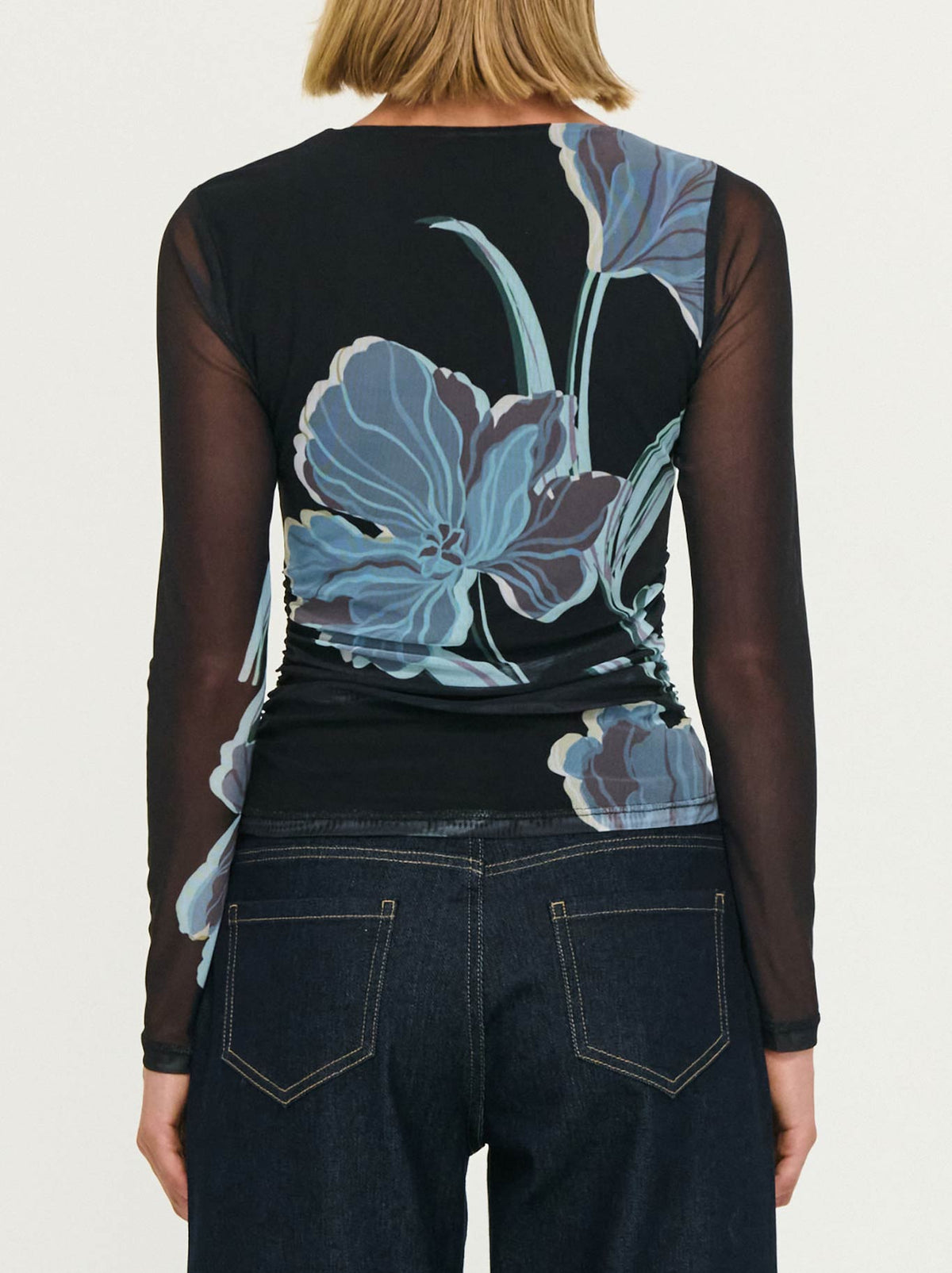 STAPLE THE LABEL STAS MESH TOP (Midnight Floral)