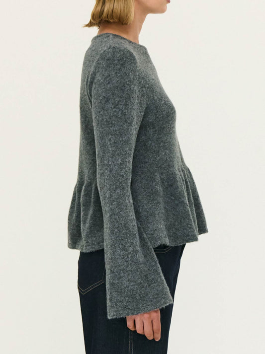 STAPLE THE LABEL NOELLE PEPLUM KNIT TOP (Charcoal)