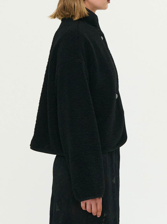 STAPLE THE LABEL KATYA CROPPED SHERPA JACKET (Black)