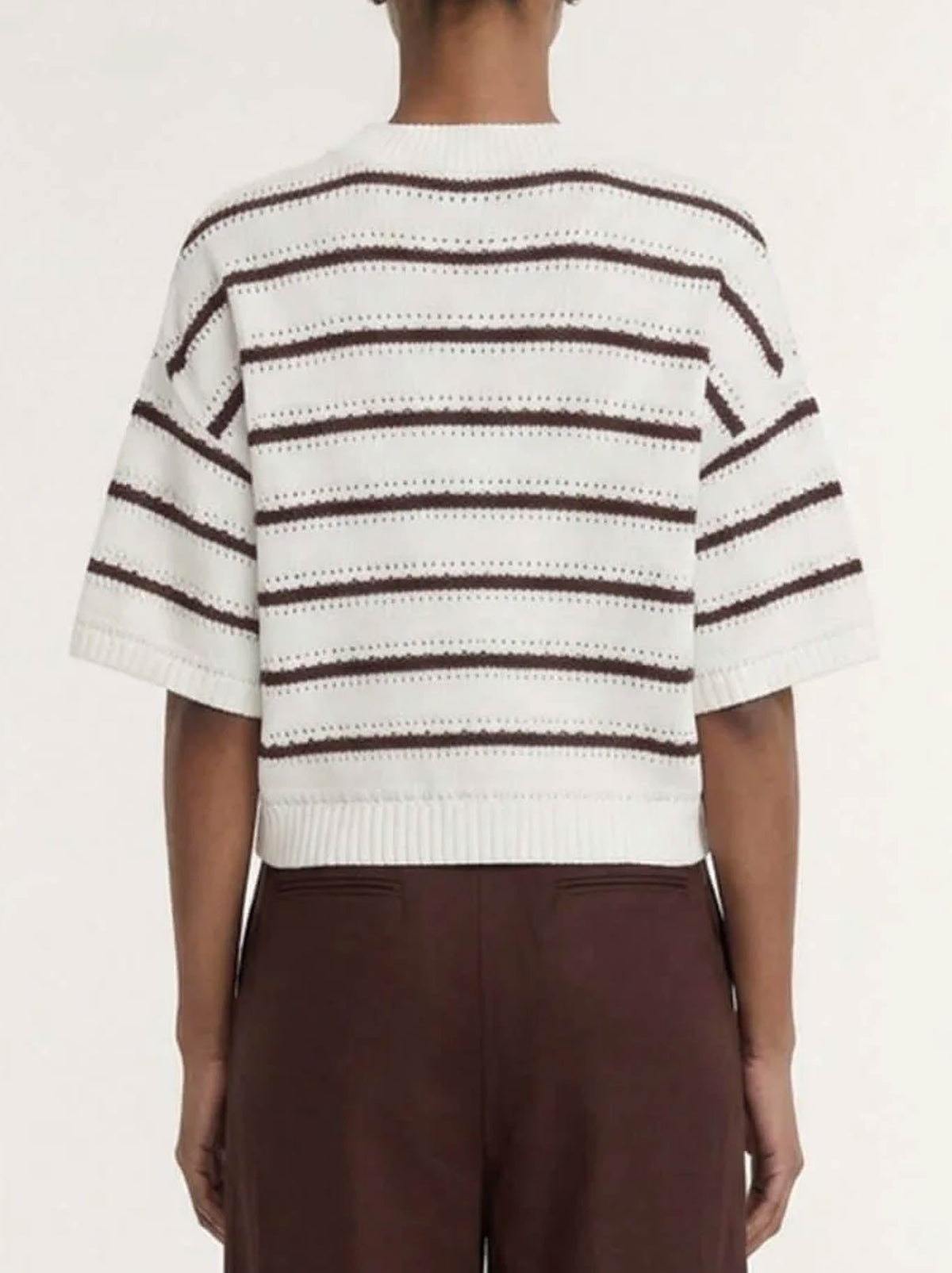 STAPLE THE LABEL PILLAR STRIPE KNIT TEE (Brown/White)