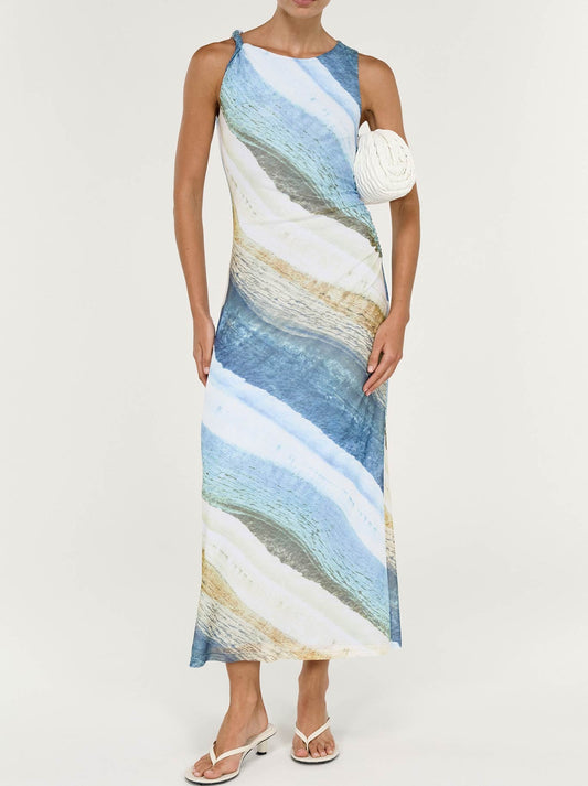 STAPLE THE LABEL ZELIE MESH MIDI DRESS (Ocean Tide)