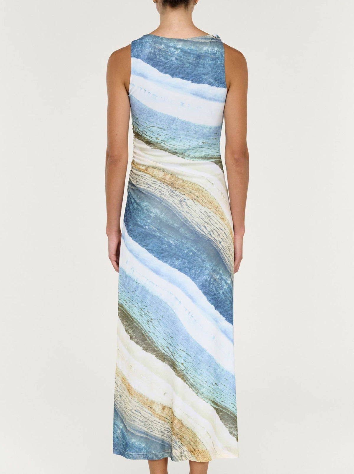 STAPLE THE LABEL ZELIE MESH MIDI DRESS (Ocean Tide)