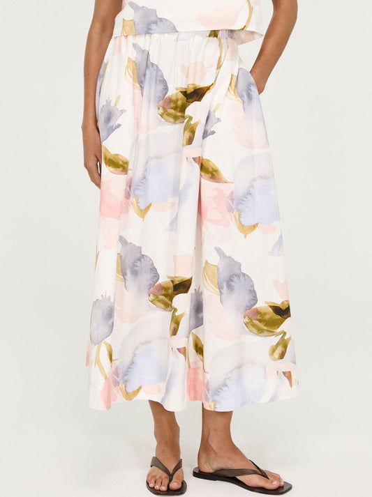 STAPLE THE LABEL VALEA MIDI SKIRT (Watercolour)