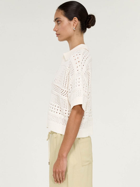 Staple The Label Nova Crochet Polo Shirt (Cream)