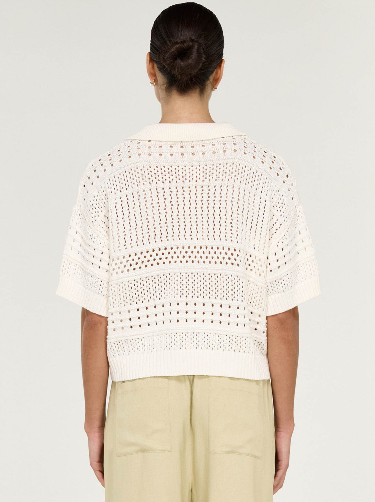 Staple The Label Nova Crochet Polo Shirt (Cream)