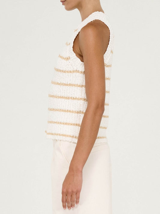 STAPLE THE LABEL COVE STRIPE KNIT TANK (White/Beige)