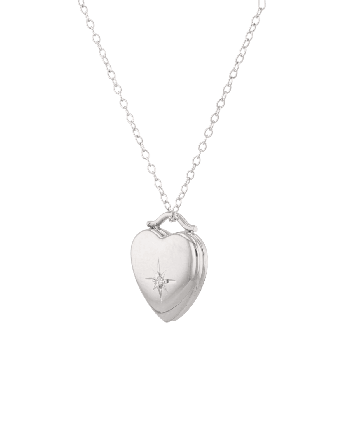 LAVANA Starlit Heart Diamond Locket Necklace Silver