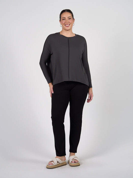 Lou Lou Stella Longsleeve Oversized Bamboo Slouch Top (Steel)