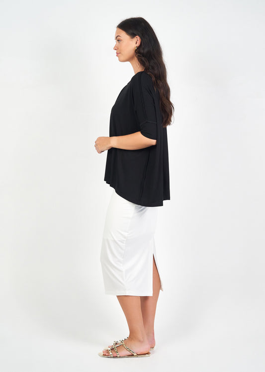 Lou Lou Stella Oversized Bamboo Slouch T-Shirt (Black)