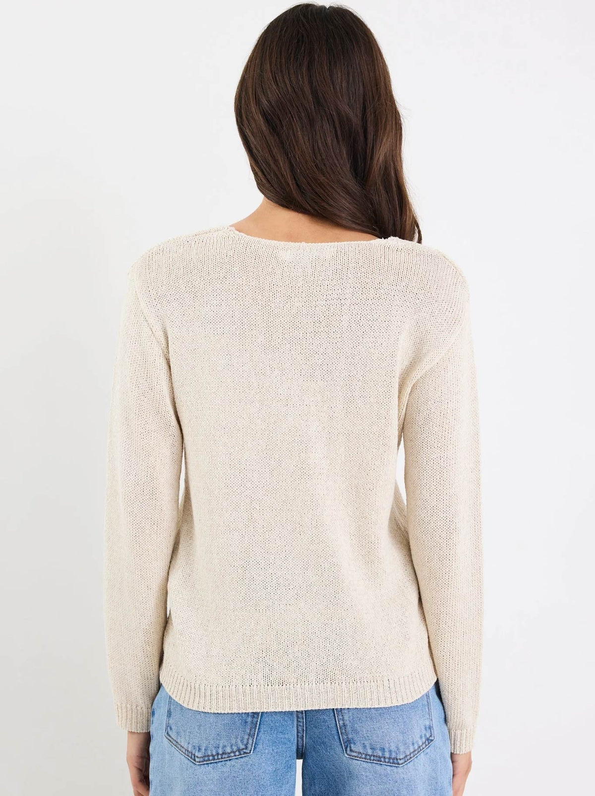 STORIES BE TOLD AFTERNOON RELAXED V NECK JUMPER (Natural)