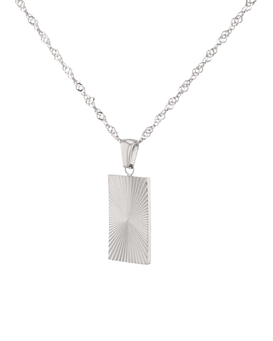 LAVANA Sunburst Silver Tag Necklace
