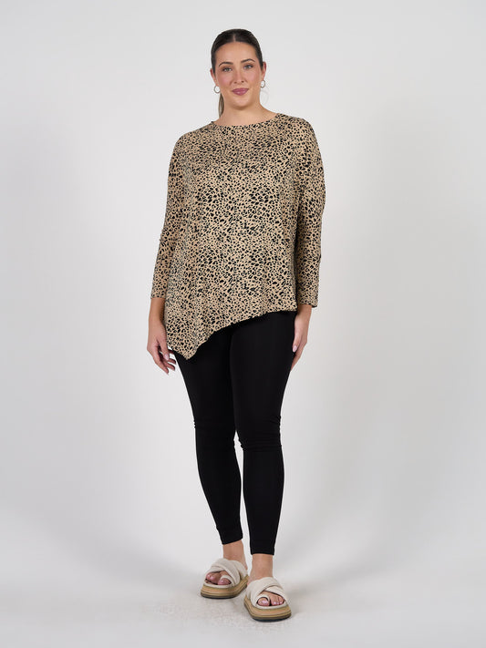 Lou Lou Susie Oversized Asymmetrical Bamboo Top (Brown Leopard)