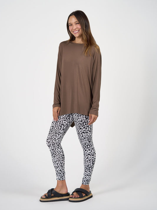 Lou Lou Luxe Bamboo Full-Length Legging (Black Leopard)