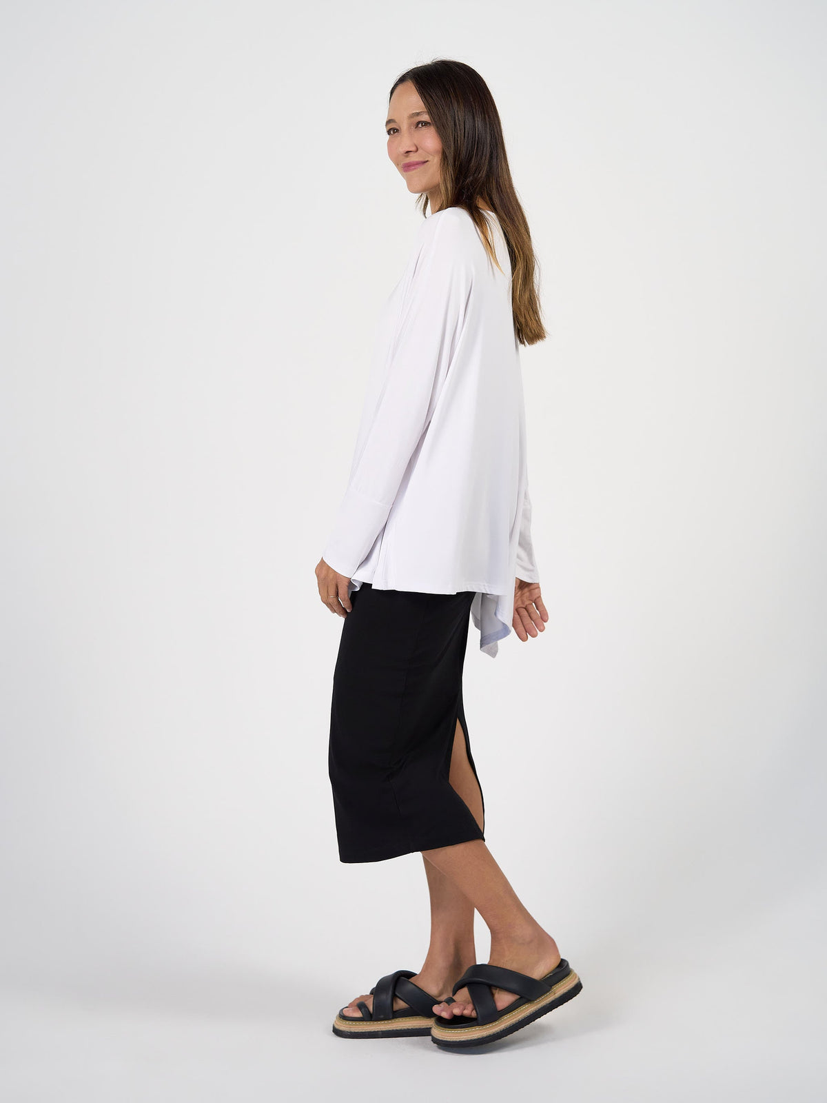 Lou Lou Susie Oversized Asymmetrical Bamboo Top (White)