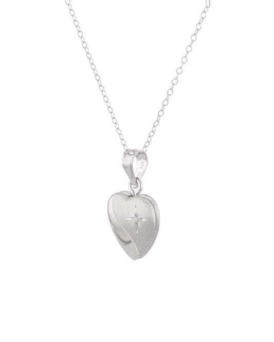LAVANA Sway Heart Diamond Locket Necklace Silver