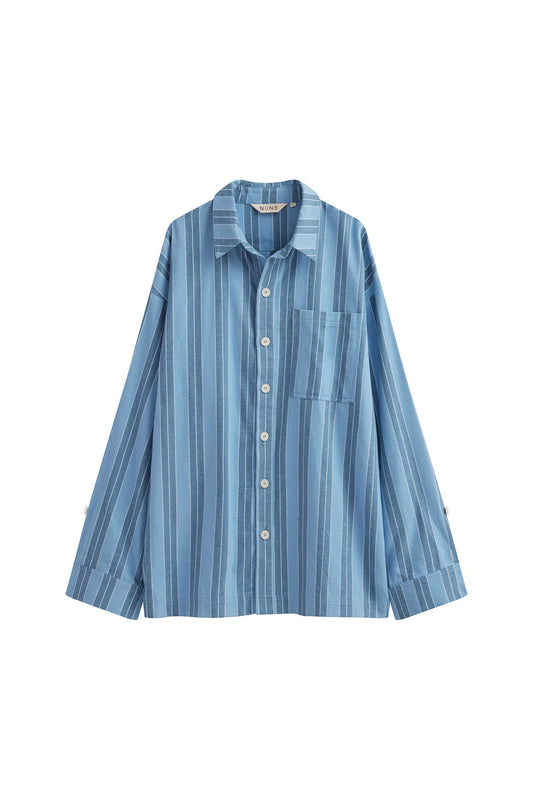 NUNE Long Sleeve Sleep Shirt Flannel (Daybreak Stripe)