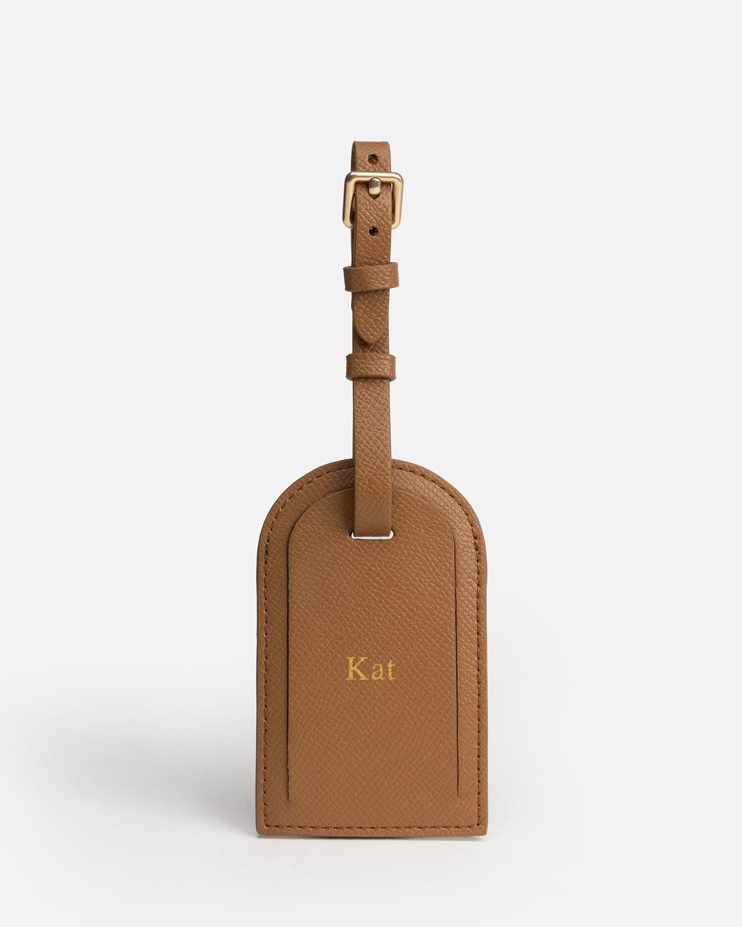 Image of Badge & Pass Holders. Product name - Essentials Square Luggage Tag Tan in Tan colour by brand - The Daily Edited