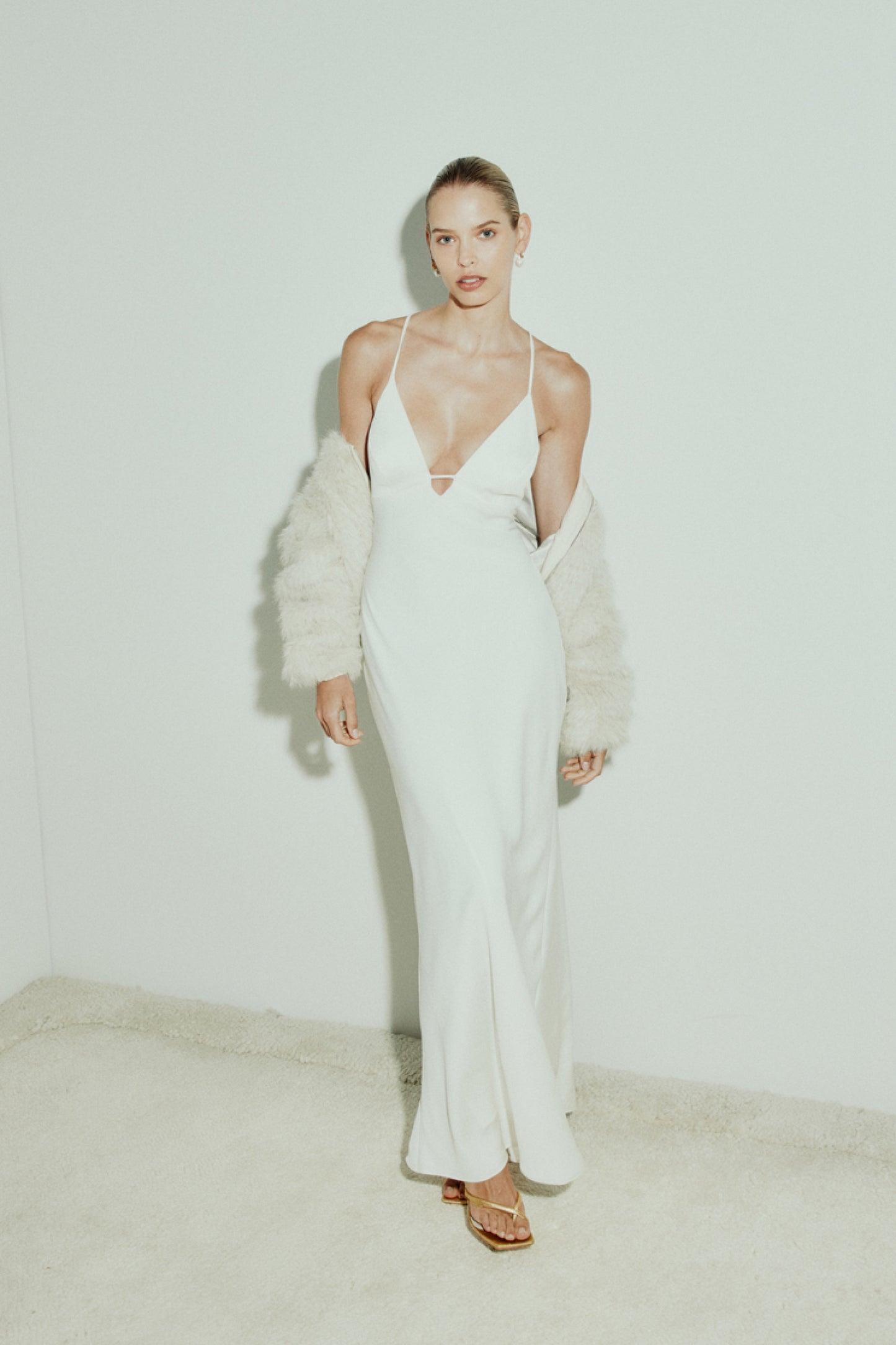 Time To Shine Slip Dress (Off White)