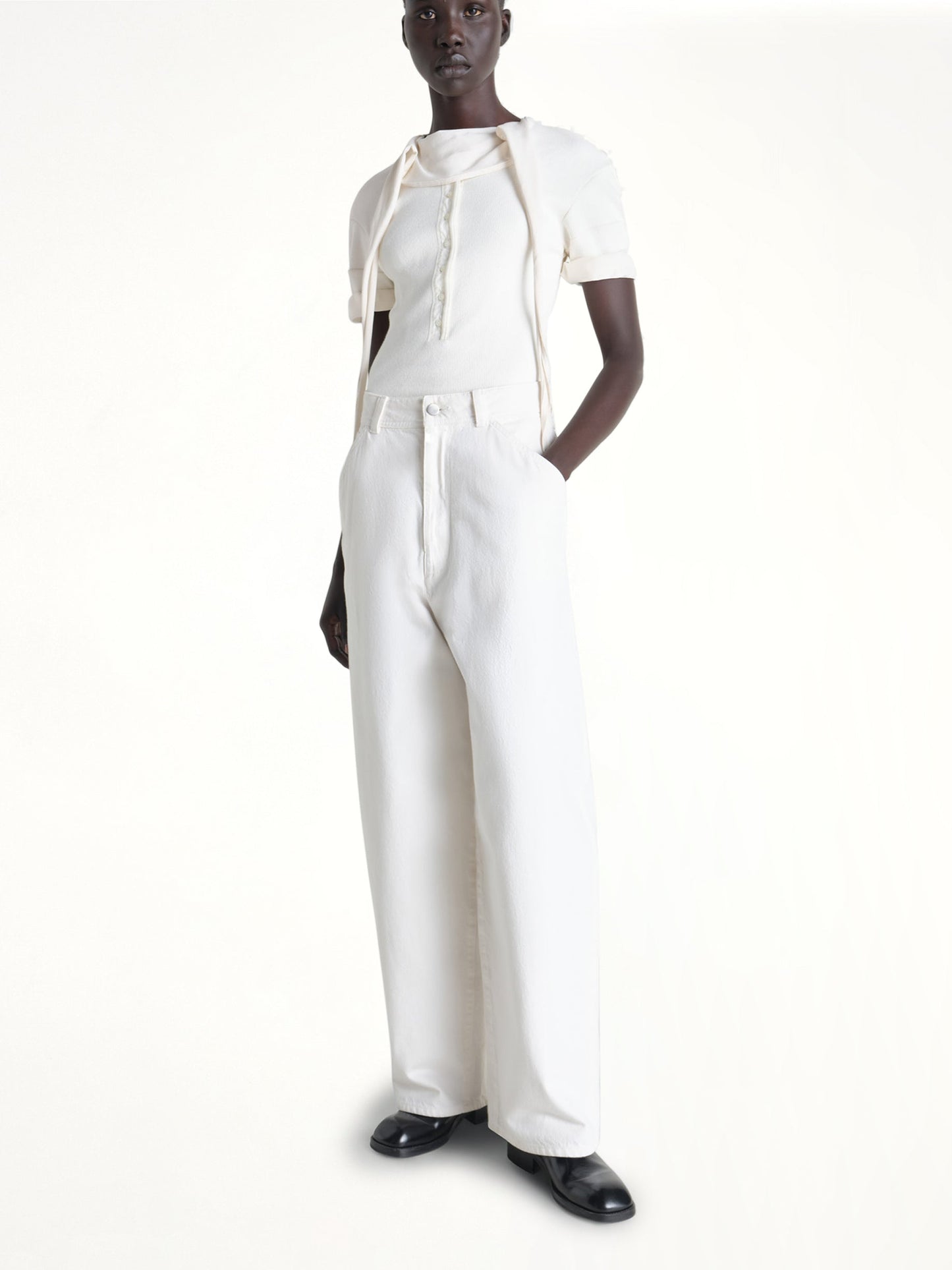 LEMAIRE Fitted Henley (White)