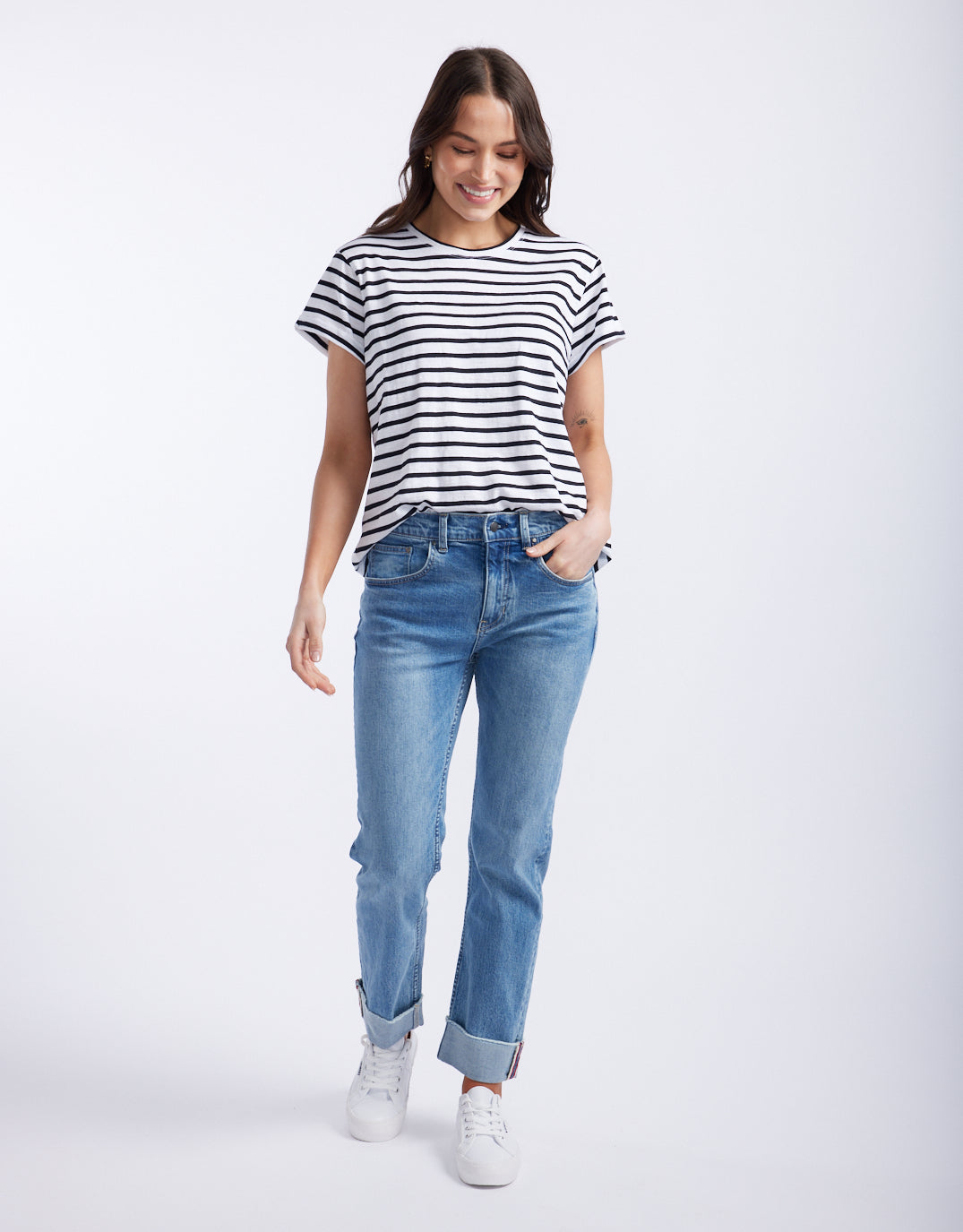 White & Co. Turn Back T-Shirt (White/Black Stripe)