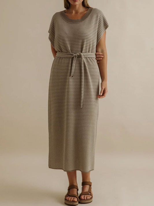 TALAMAYA LATTICE KNITTED DRESS (Khaki Gold)