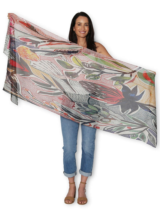 THE ARTISTS LABEL SUNSHINE AND NATIVES SILK SCARF (Print)