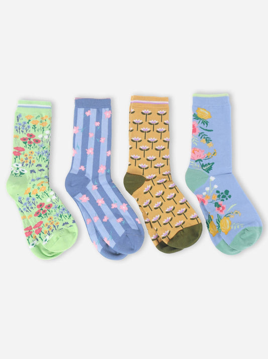 Thought 4 Pack Floral Box Of Organic Cotton Socks (Multi)