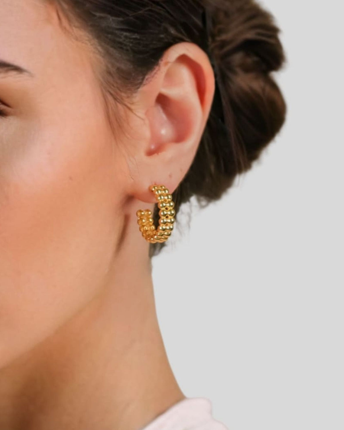 LAVANA Tiny Pebbles Silver Hoop Earrings