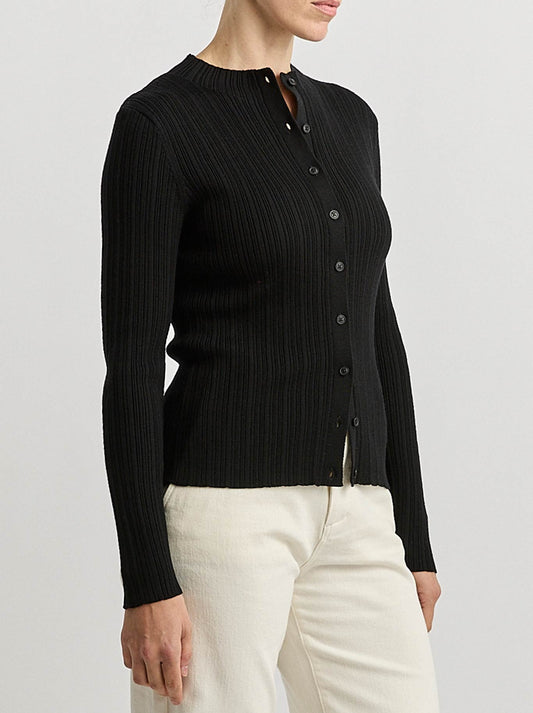 TOORALLIE VARIEGATED RIB CARDI (Black)