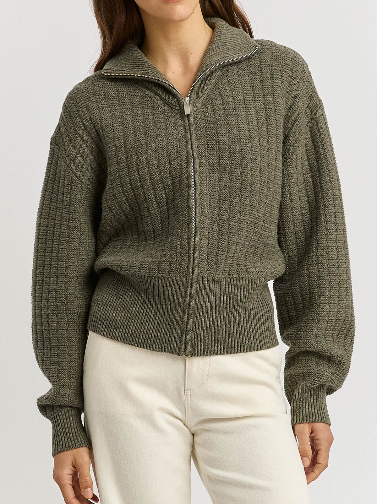 TOORALLIE GRID KNIT ZIP THROUGH (Kale)