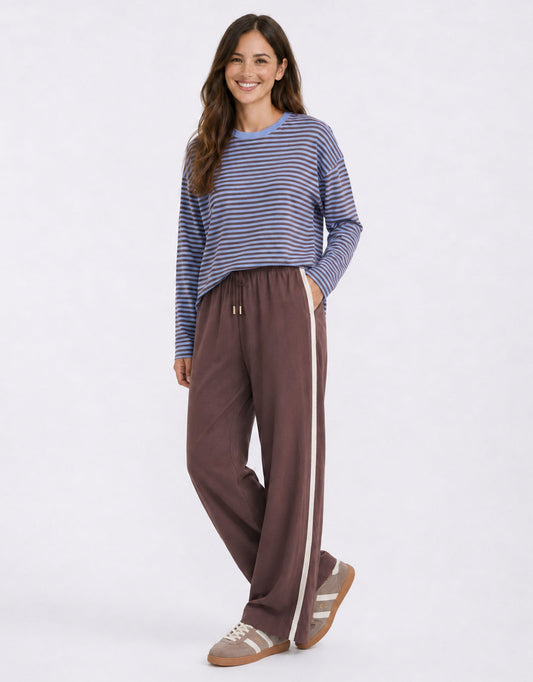 Stories Be Told Townie Tape Wide Leg Pant (Chocolate Stripe)