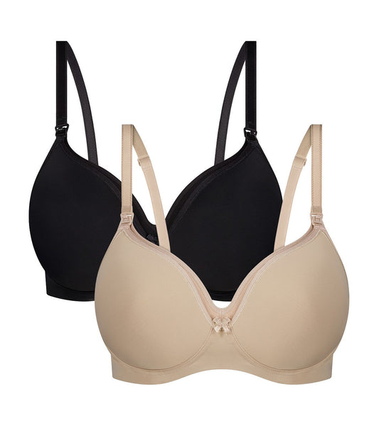 Triumph Mamabel Smooth Wire-Free Twin Pack (Black - Nude)
