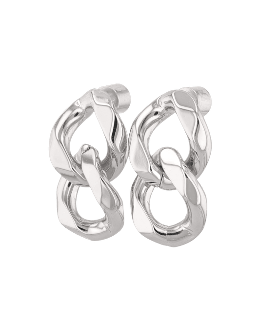 LAVANA Twin Link Silver Drop Earrings