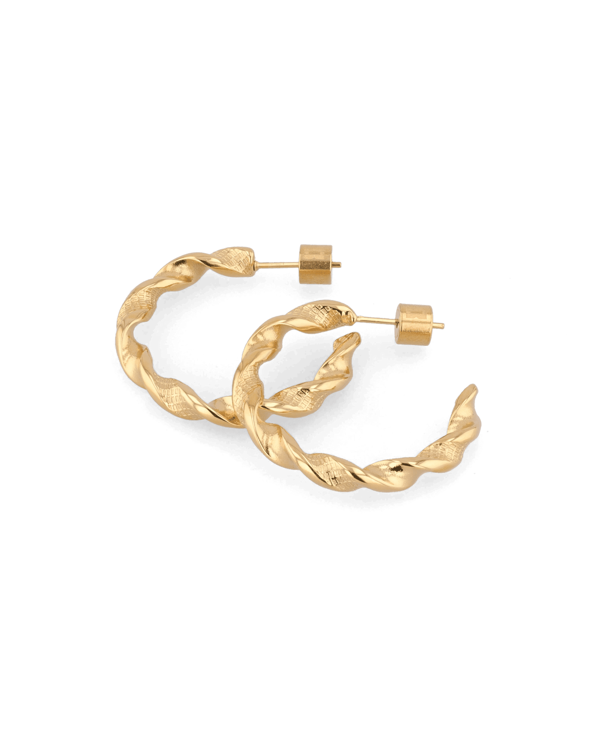 LAVANA Twist Textured Gold Hoop Earrings