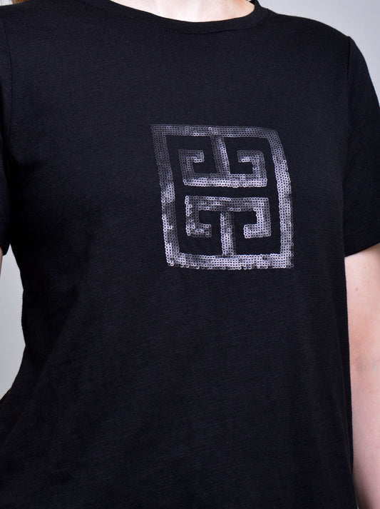 TWO-T'S SEQUIN SQUARE TEE (Black)