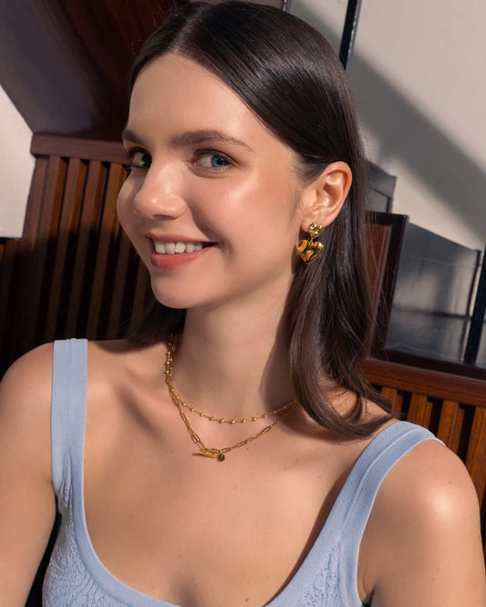 LAVANA Twofold Gold Heart Earrings