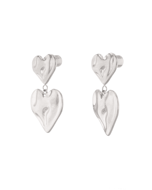 LAVANA Twofold Silver Heart Earrings