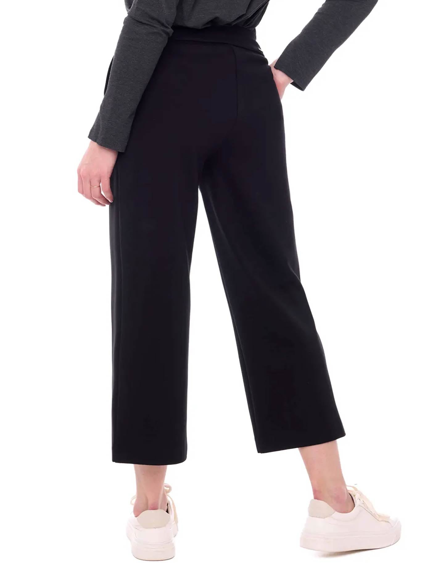 Up! Cropped Wide Leg Ponte Pant (Black)