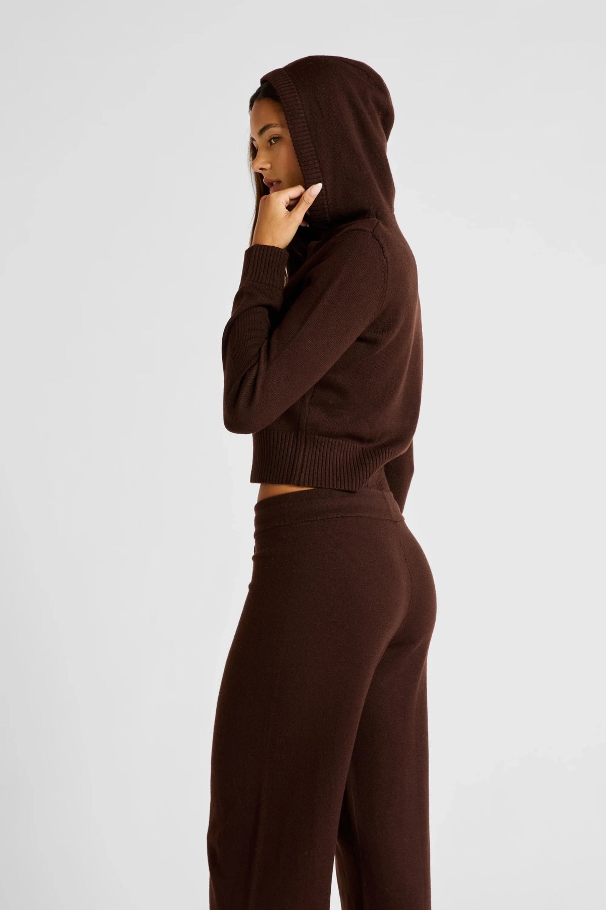 Two Way Knit Hoodie (Espresso)