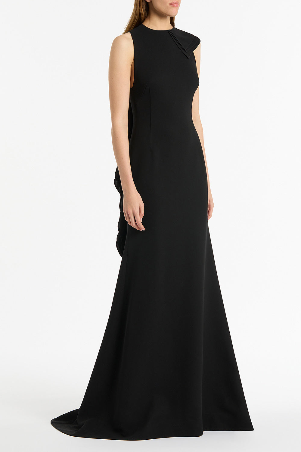 Carla Zampatti Crepe Petal Back Gown (Black)