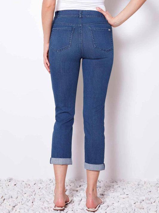 UP! DENIM CROP PANT (Medium Blue)