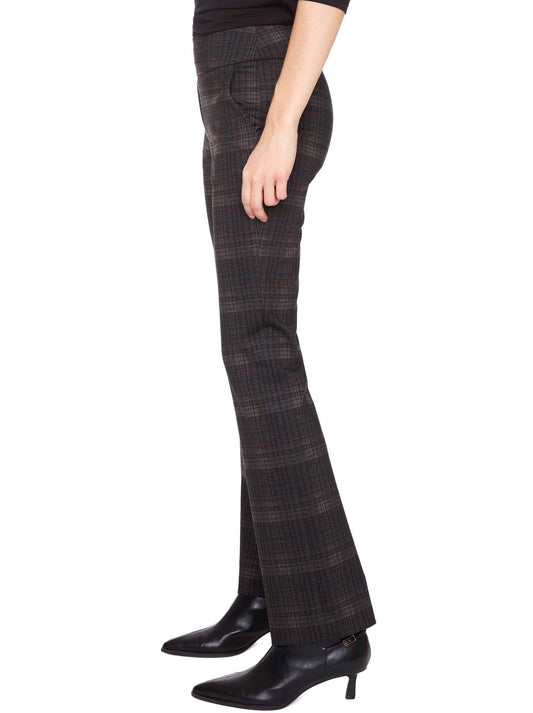 UP! HEAVY PONTE BOOTCUT PANT (Dark Plaid)