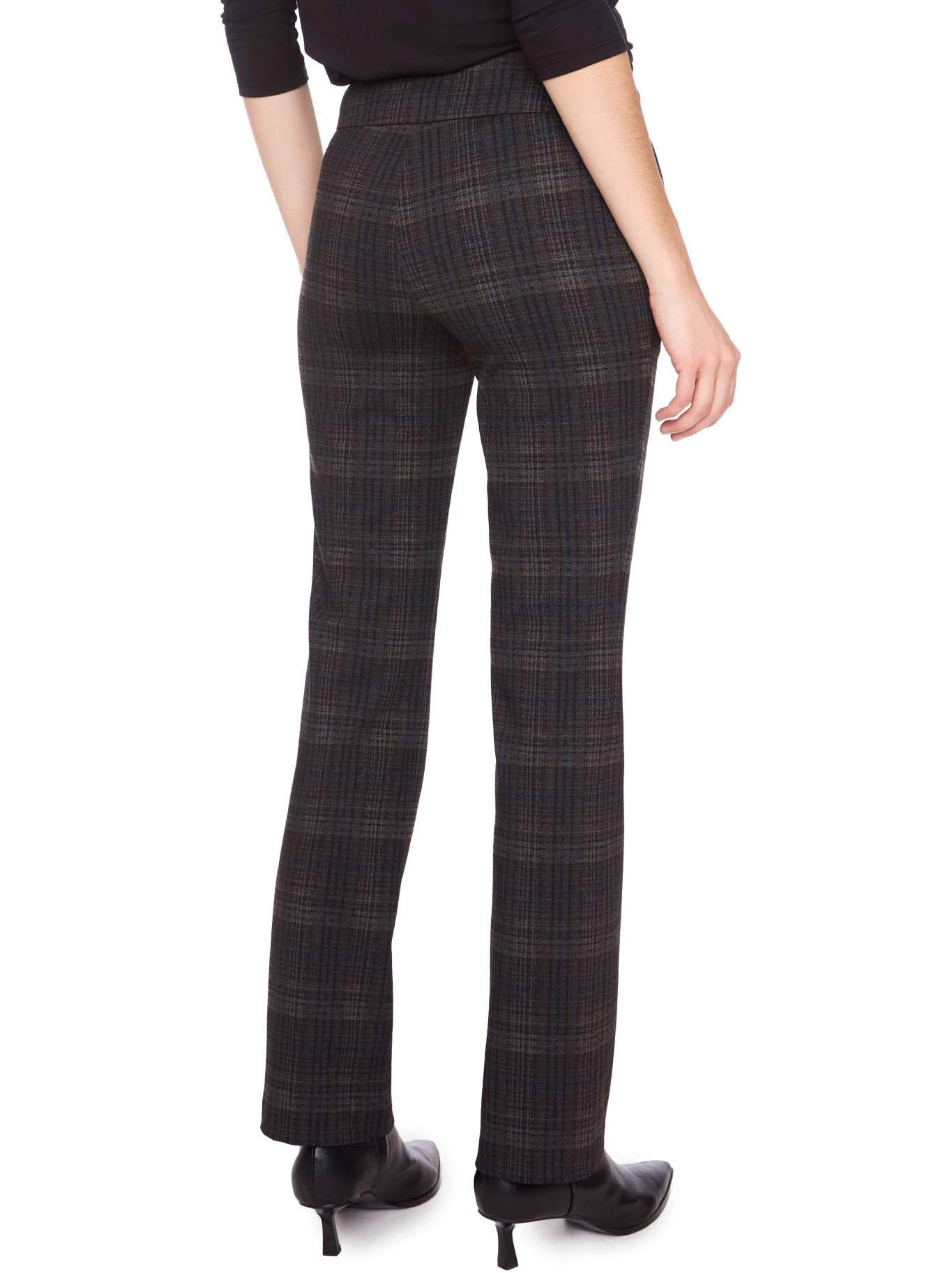 UP! HEAVY PONTE BOOTCUT PANT (Dark Plaid)