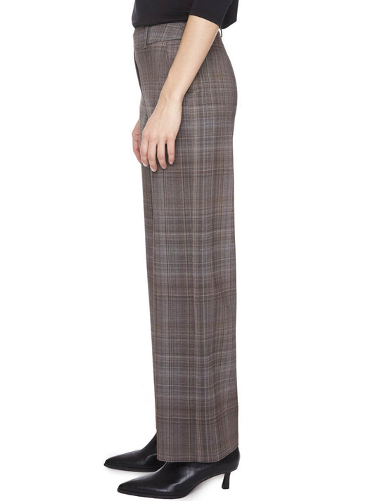 UP! FULL LENGH WIDE LEG PLAID PONTE PANT (Honey Plaid)