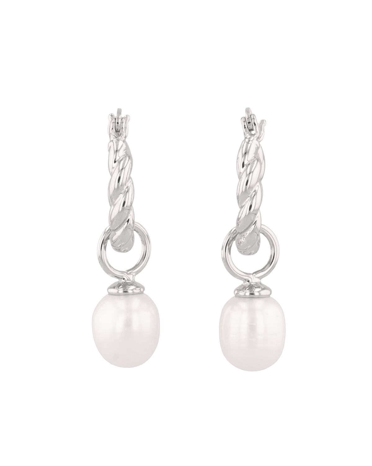 LAVANA Vieste Silver Pearl Hoop Earrings